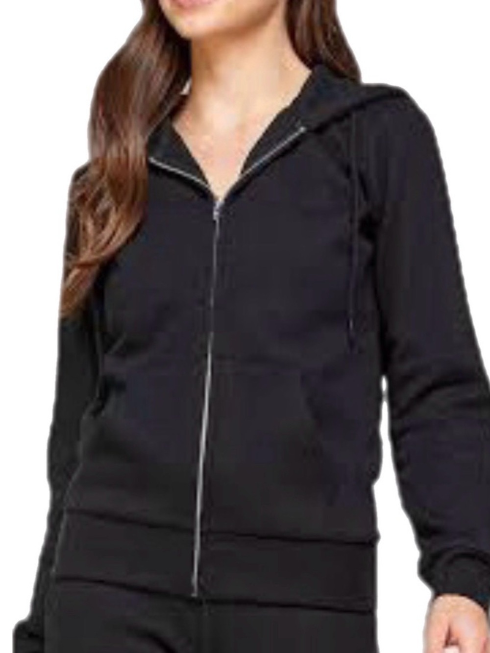 L Reflex Women’s Black Full-Zip Hooded Sweatshirt Hoodie Streetwear Casual